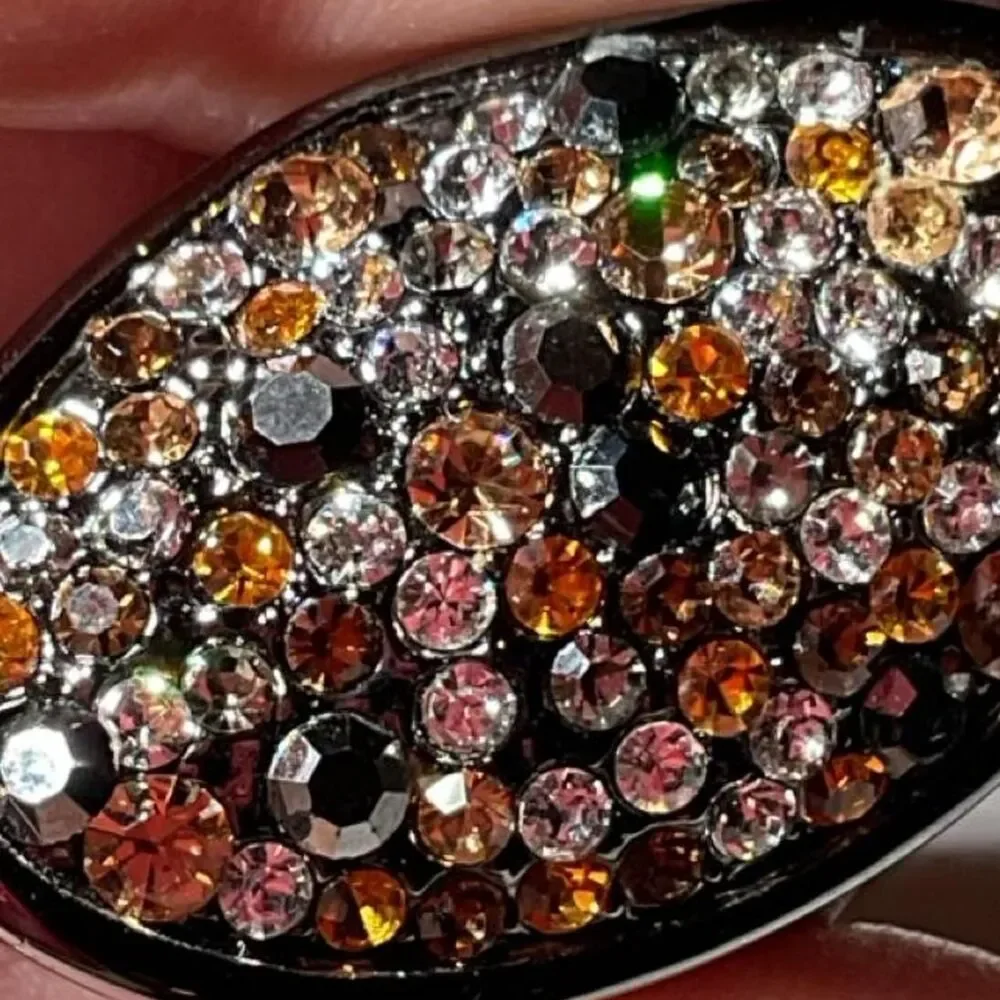 Vintage Lia Sophia Crystal Pave Shield Ring